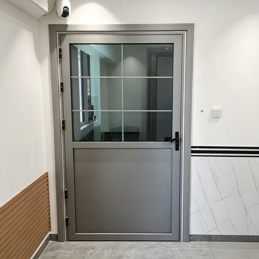 High Quality Minimalist Narrow Frame Half Glass Panel Aluminum Alloy Interior Door For Bathroom Kitchen