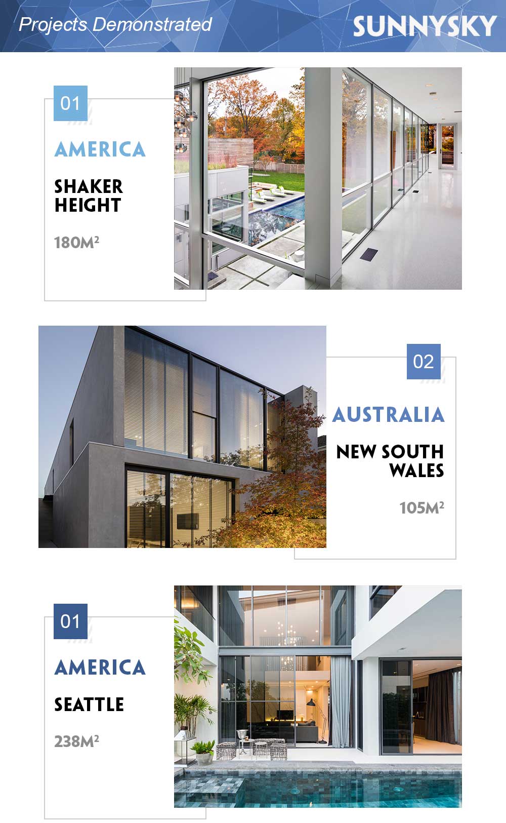 Sunnysky Building House Entrance Swing Door Villa Aluminum Casement Door With Mosquito
