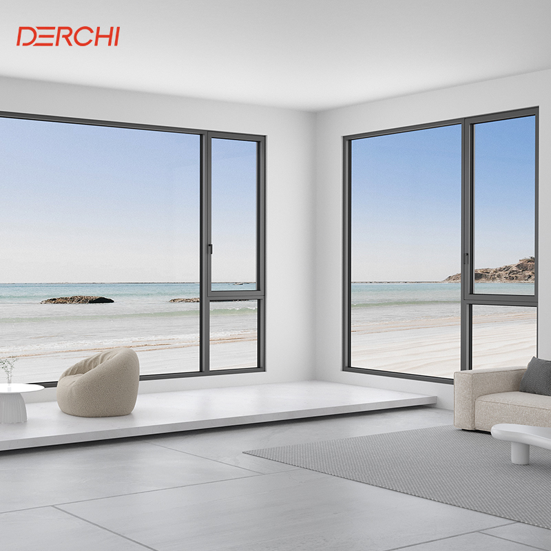 DERCHI Thermal Break Aluminum Casement Windows Energy Efficient Double Glazed High Security windows For Residential