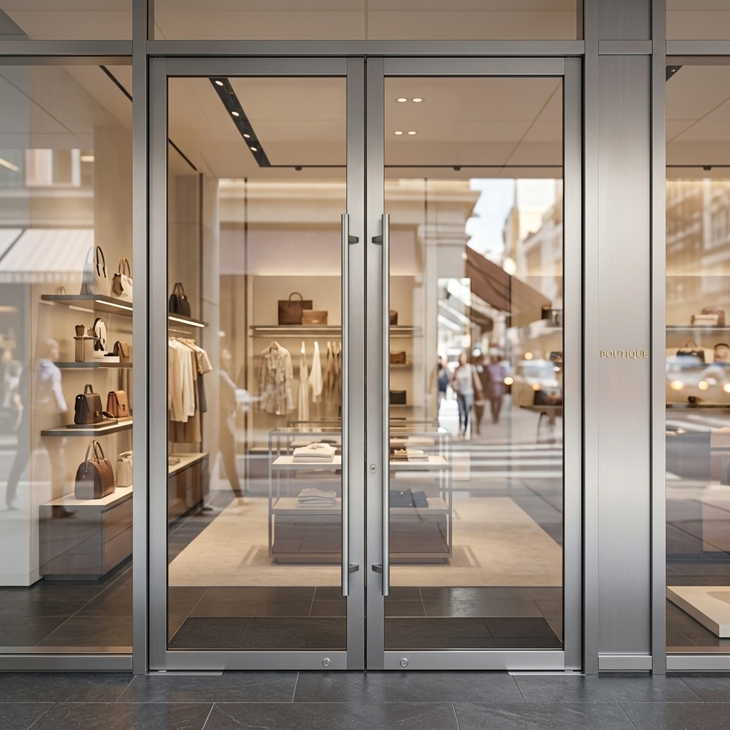 Ultra-narrow Frame French Design Commercial Use Exterior Outdoor Swing Balanced Easy-slide Door Aluminum Alloy Hotels Hospitals