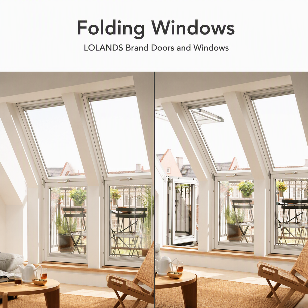 Lolands Modern Aluminum Folding Roof Window Glazed Pivot Rooflight Dormer for Balcony Attic