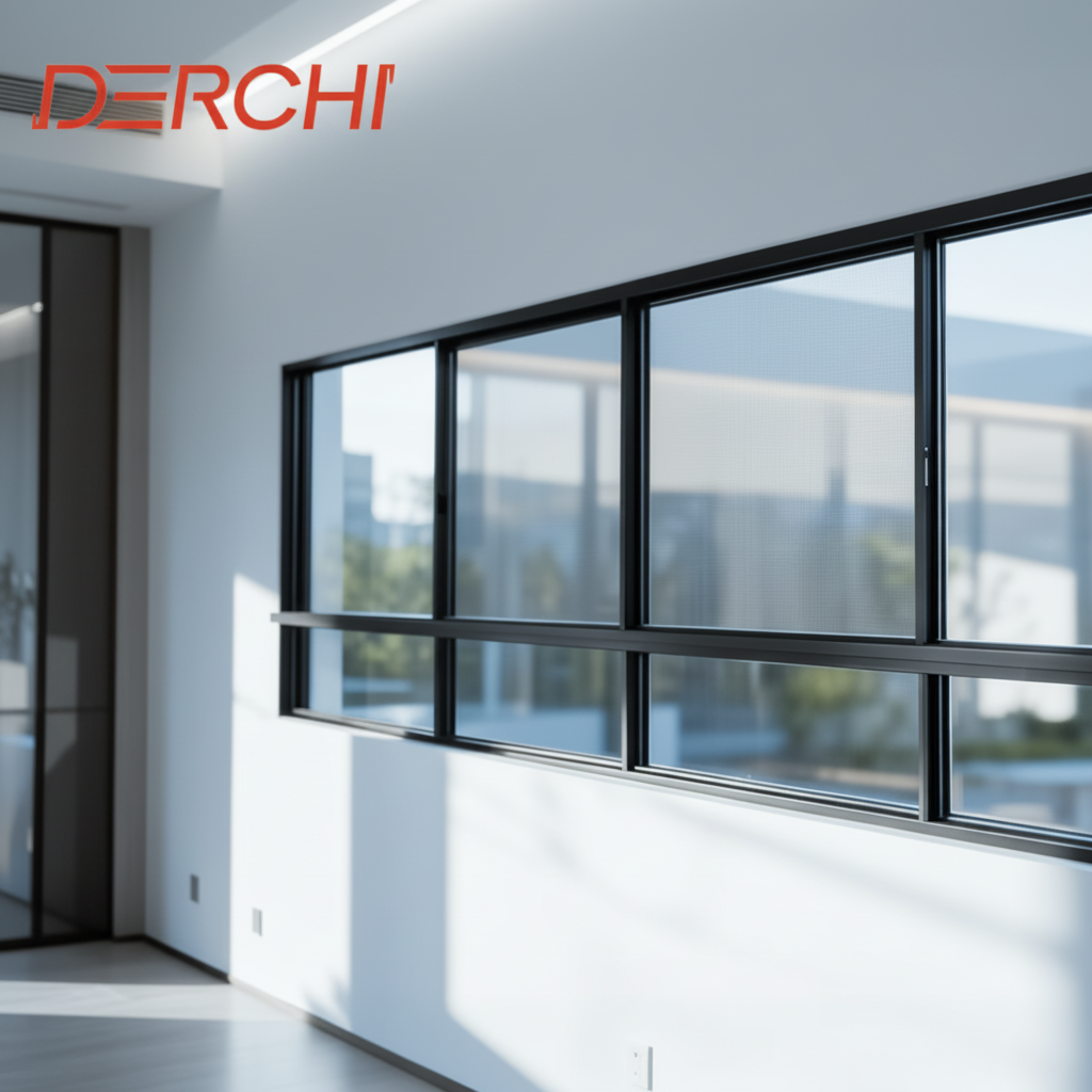 DERCHI European Standard CE Certified Aluminum Horizontal Sliding Window Double Glazed Tempered Glass Aluminium windows for Home