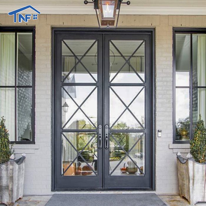 Customized Design Modern Thermal Insulation Villa Casement Glass Aluminum Door With French Door Style And SDL Grill Design