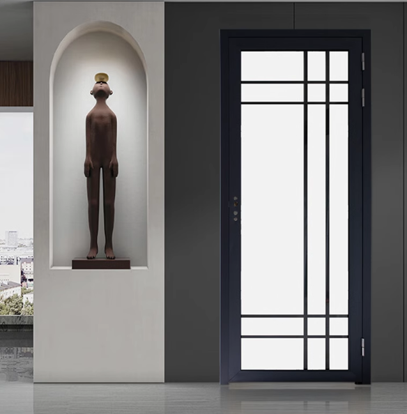 Stylish Aluminum Casement Door Indoor Aluminum Alloy Glass Swing Doors for Kitchens Bathrooms and Toilets