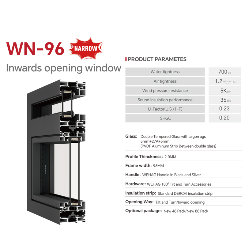 DERCHI Thermal Break Aluminum Casement Windows Energy Efficient Double Glazed High Security windows For Residential