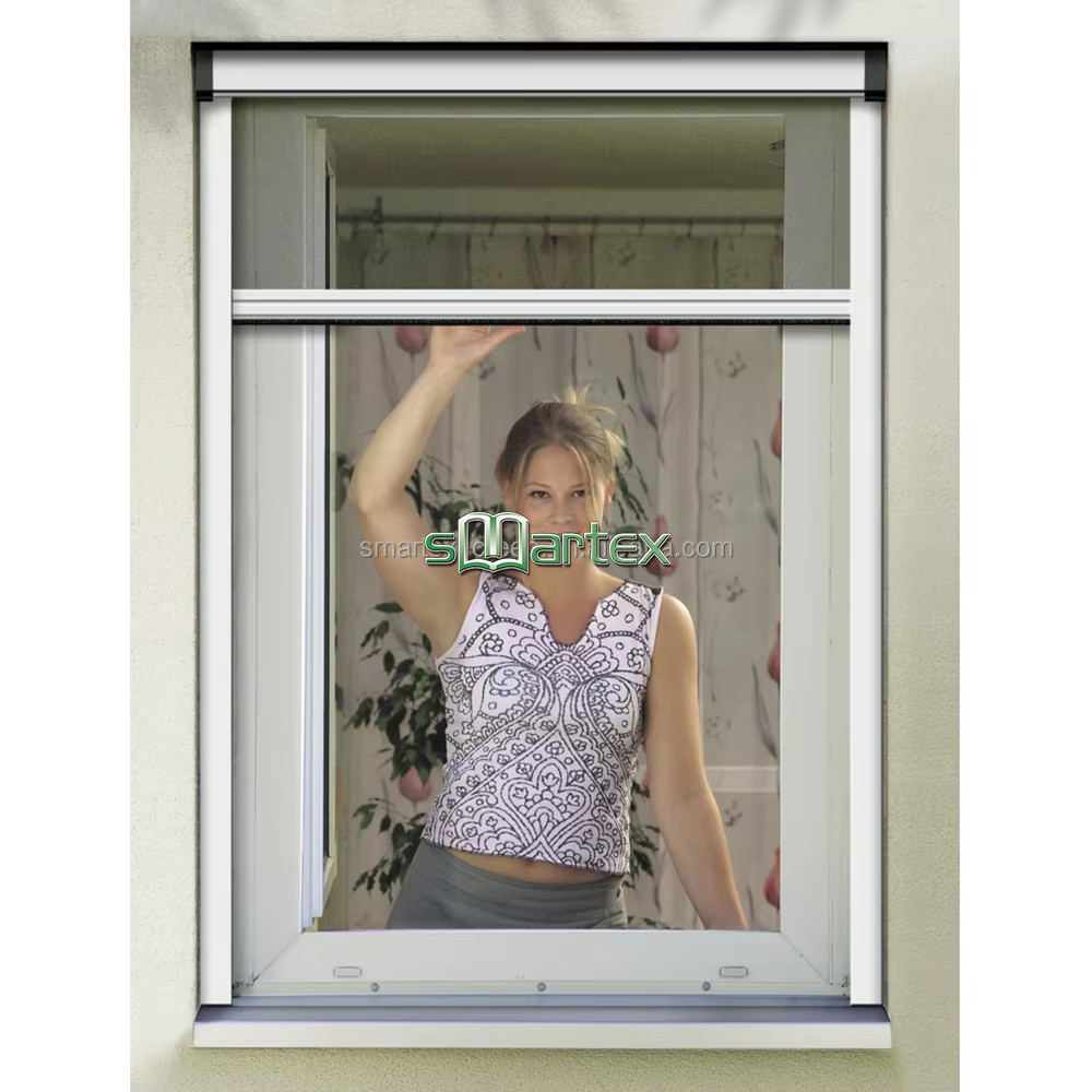 Retractable Sliding Wheels Roller Insect Mosquito Net Door Aluminum Shutter Screen Mesh Window With Fiberglass Mosquito Net