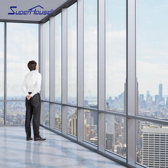 Glass Customized Commercial Fixed Picture Window Wall Storefront Curtain Wall NFRC Factory Directly Sell Aluminium Windows