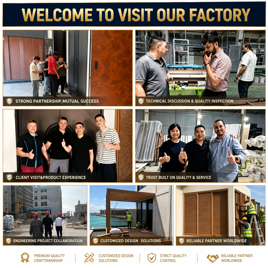Large Pivot Entry Door, Modern Residential Aluminum Wood Composite Vertical Slat Grille , Anti-Theft Villa Main Entrance Door