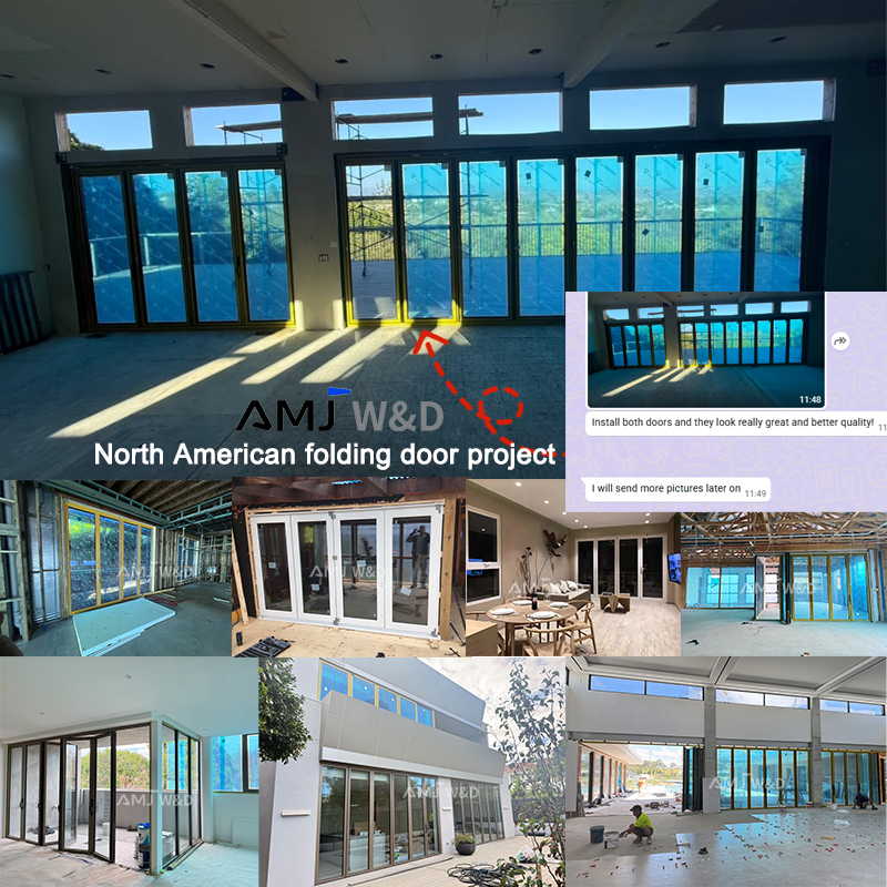 Factory Exterior Thermal Break Bi-Fold Accordion Aluminum Glass Patio Bi Folding Doors With Factory Price