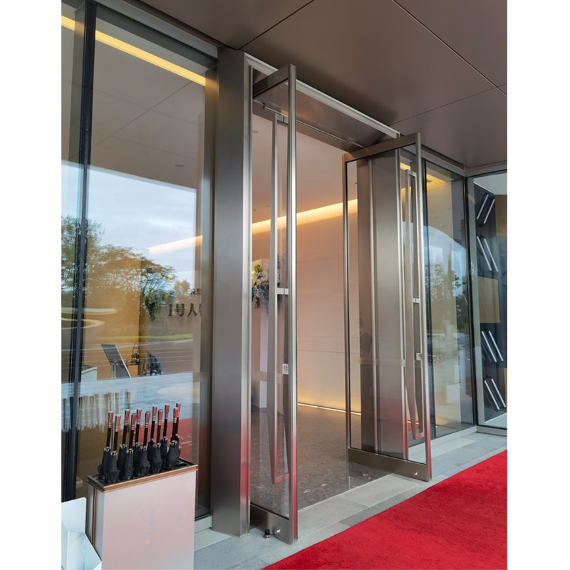 Ultra-narrow Frame French Design Commercial Use Exterior Outdoor Swing Balanced Easy-slide Door Aluminum Alloy Hotels Hospitals