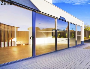 Customized Aluminium Sliding Door Energy Efficient Double Tempered Glass Avoid Hurricane-impact