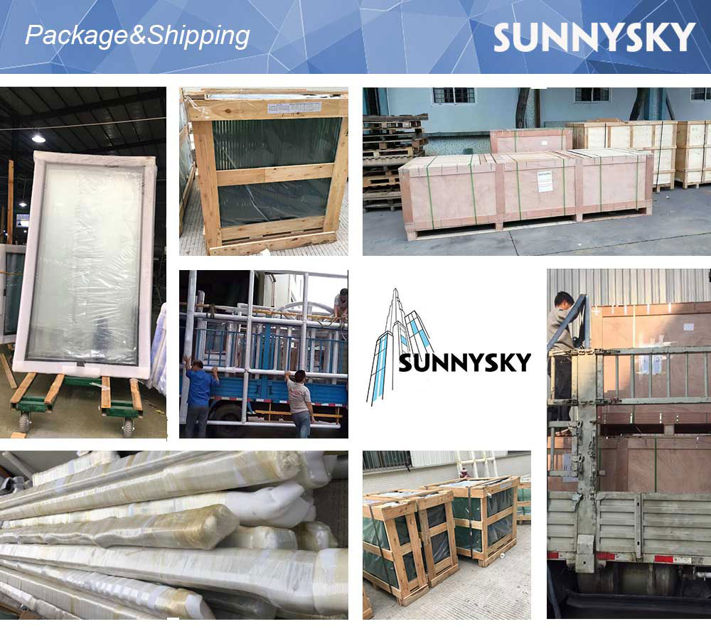Sunnysky Building House Entrance Swing Door Villa Aluminum Casement Door With Mosquito