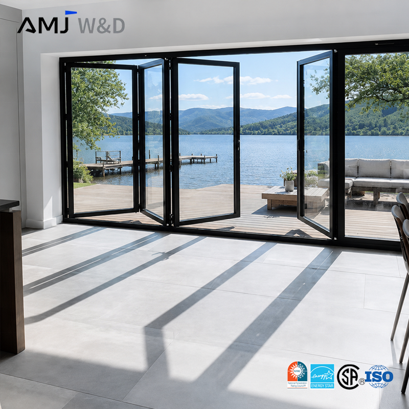 Factory Exterior Thermal Break Bi-Fold Accordion Aluminum Glass Patio Bi Folding Doors With Factory Price
