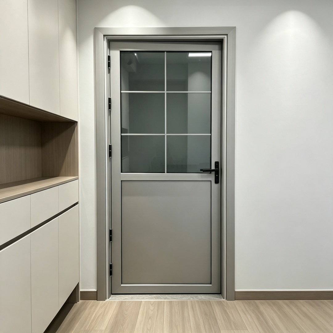 High Quality Minimalist Narrow Frame Half Glass Panel Aluminum Alloy Interior Door For Bathroom Kitchen