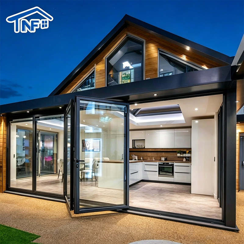Waterproof Aluminum Tempered Glass Patio Sliding Accordion Folding Doors