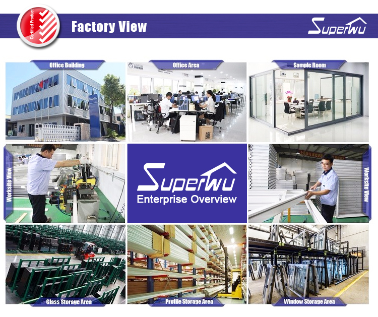 SUPERWU NFRC Standard Modern Architectural Design Aluminium Sliding Doors Double Glazed With Louver