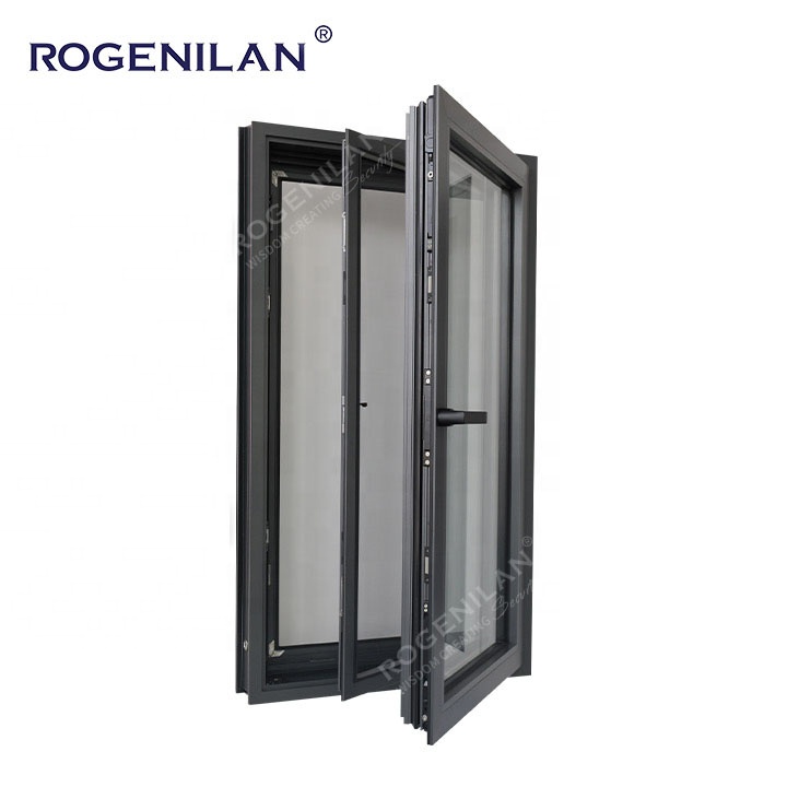 CE Certified Slim Narriow Frame Casement Window Hurricane Proof Sound Insulated Tilt Turn Aluminum Windows