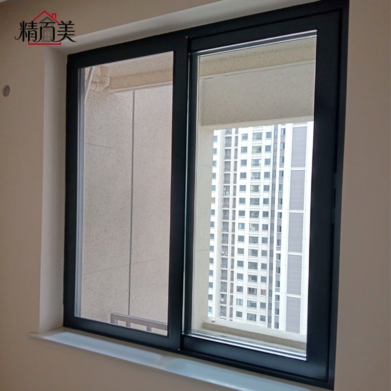 Interior Custom Design Maintenance Free Aluminum Sliding Window with Twin Sash Glass Pane for Home Office Study Room Apartment
