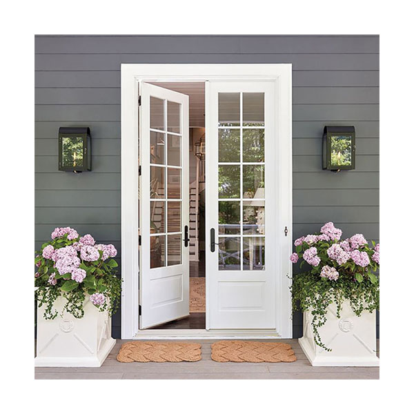 Modern One Piece Prehung Door Set Aluminum Stainless Steel Glawith Glass Side Pane Iron Gate Design Glass Half Glass Wooden Door