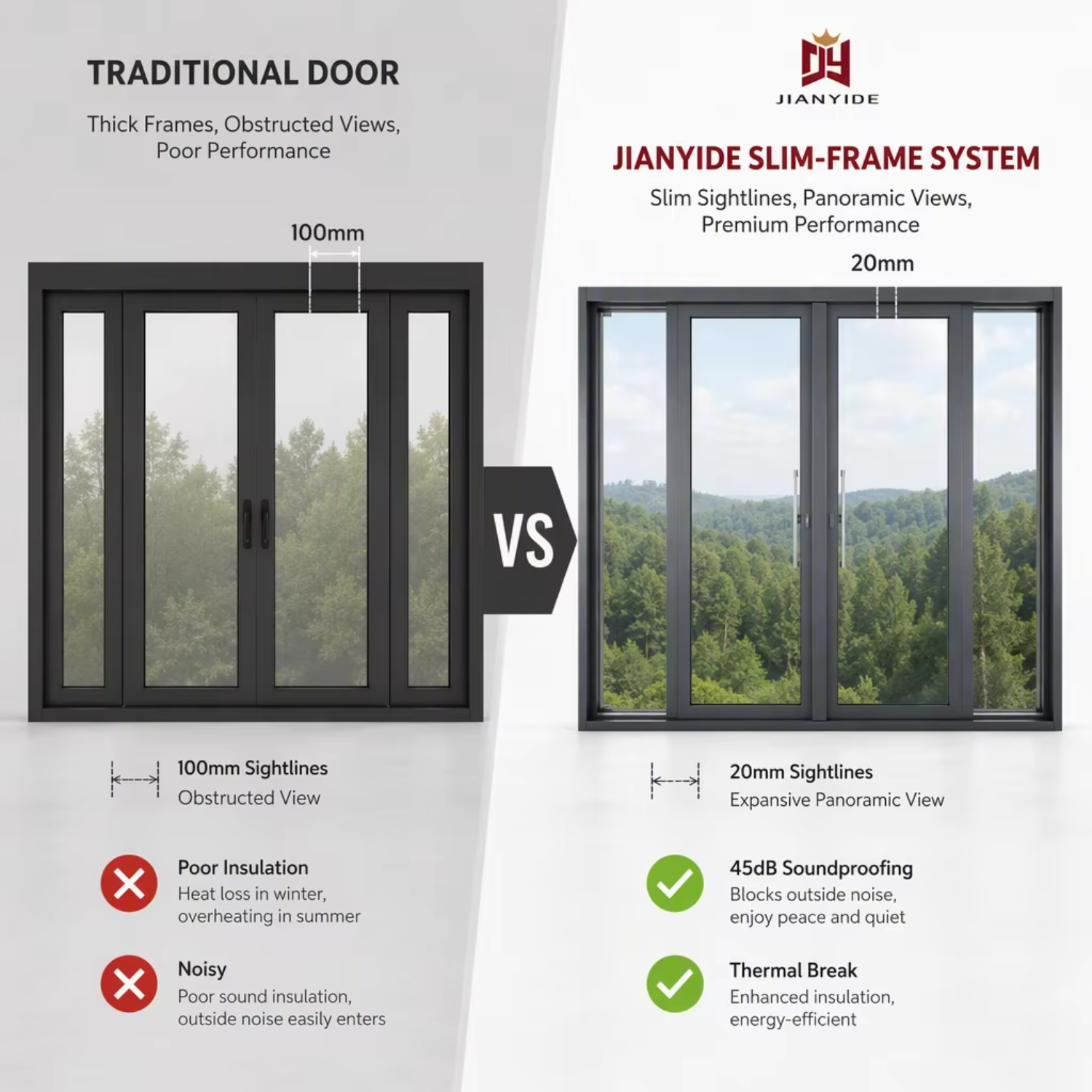 Aluminium Exterior Sliding Door Profile Detail