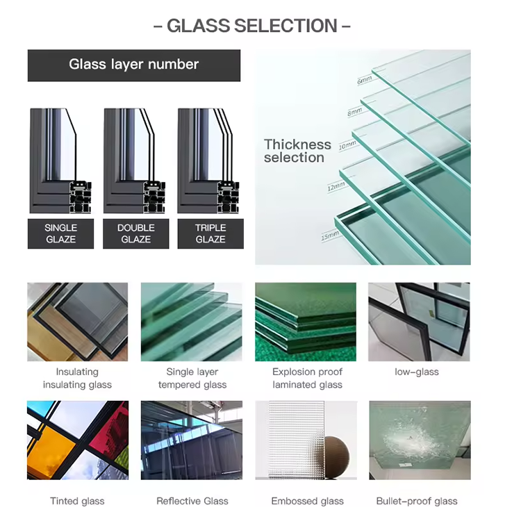 RG100.8 2025 New Factory Custom Glass Aluminium Home Decoration Thermal Insulation Windproof Sliding Doors