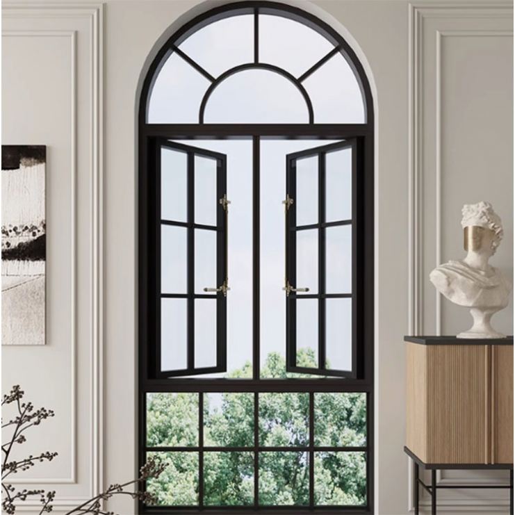 French House Custom Modern Aluminum Alloy Glass Windows With Stainless Steel Flyscreen And Louver Design