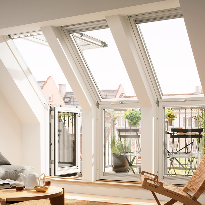 Lolands Modern Aluminum Folding Roof Window Glazed Pivot Rooflight Dormer for Balcony Attic