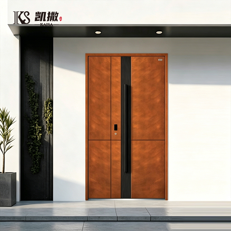 Modern Aluminum Security Front Door with Hidden Hinges Anti-Theft, Thermal Insulated, Noise Reducing for Luxury Villas